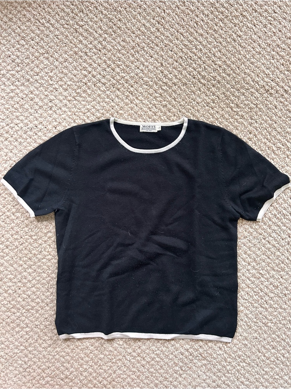 Offi Black Tee with White Contrast Trim